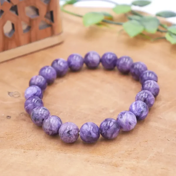 Bracelet en Charoïte véritable de Sibérie, perles violettes naturelles pour la transformation spirituelle