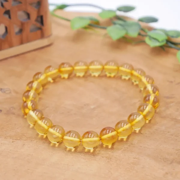 Bracelet en Ambre de la Baltique véritable, perles de résine fossile naturelle miel et citron