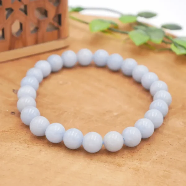 Bracelet en Angélite naturelle bleu ciel, perles de lithothérapie pour la paix et la sérénité