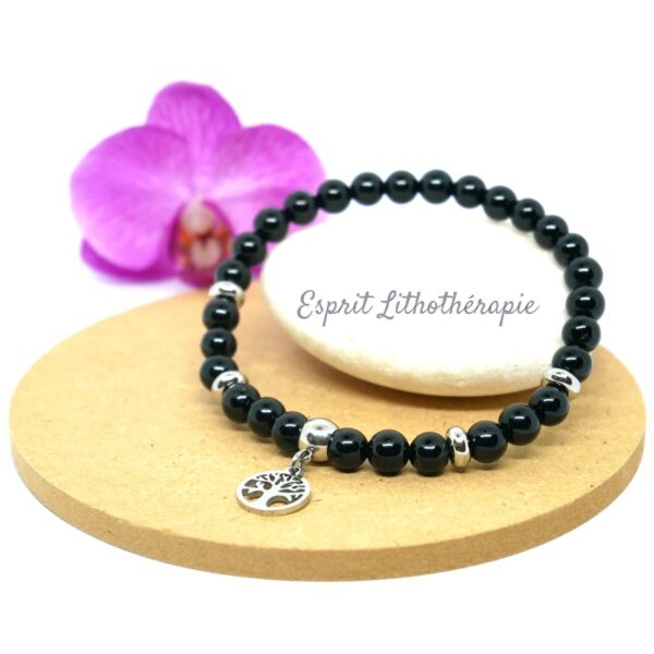 Photo Bracelet en Tourmaline noire en pierre naturelle, bijou fait main