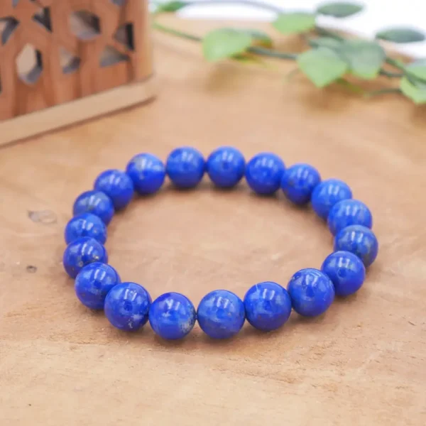 Bracelet en Lapis-Lazuli véritable bleu outremer, perles naturelles avec éclats de pyrite