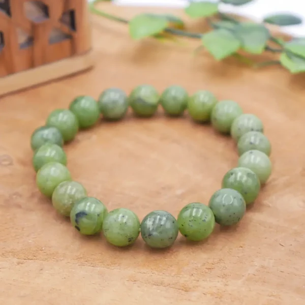 Bracelet en Jade Néphrite véritable, perles vert foncé naturelles pour la sérénité