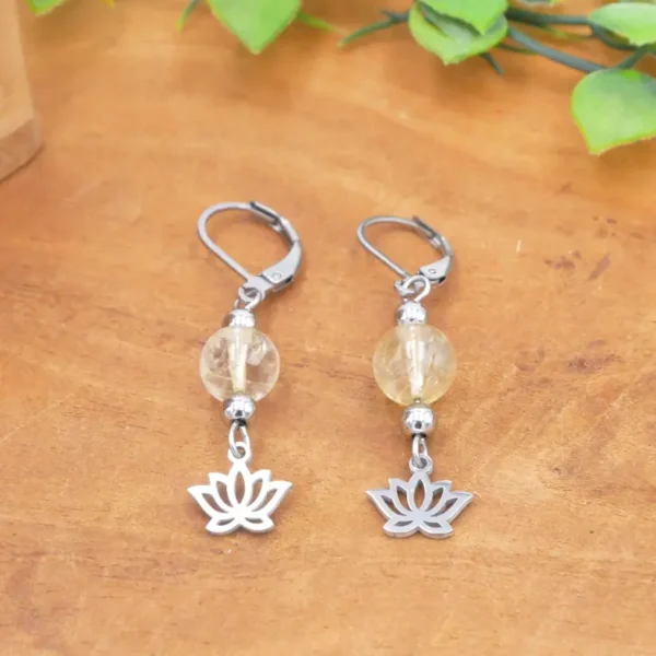 Photo Boucles d'oreilles Citrine naturelle en pierre naturelle