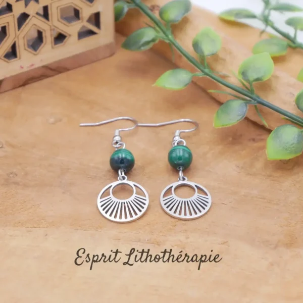 boucles d’oreilles malachite naturelle du Congo