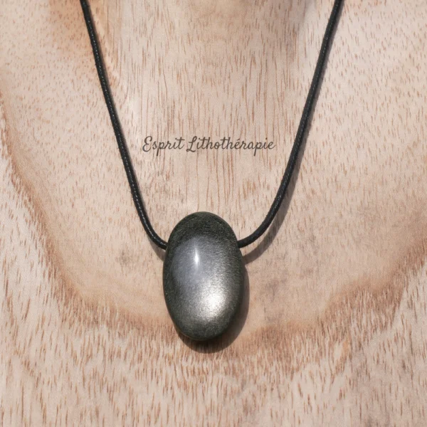 Pendentif Obsidienne argentée naturelle de qualité