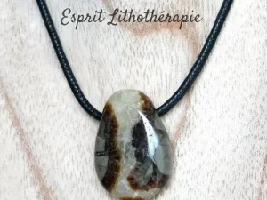 Pendentif en pierre naturelle de Septaria avec cordon réglable