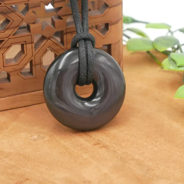 Pendentif donut en obsidienne œil céleste naturelle