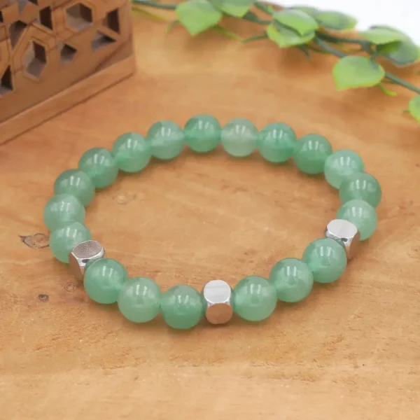 Bracelet homme en aventurine verte et acier inoxydable