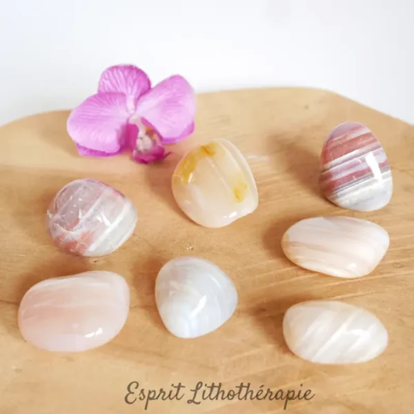 Pierre roulée Agate du Botswana naturelle pour la lithothérapie – bienfaits anti-stress, confiance en soi et sevrage tabagique
