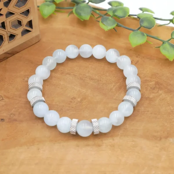 Bracelet homme en aigue-marine bleue naturelle - Pierre de communication, calme et voyage