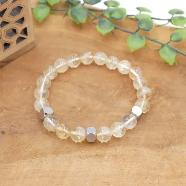 Bracelet en citrine naturelle véritable pour homme - Pierre de réussite, abondance et joie