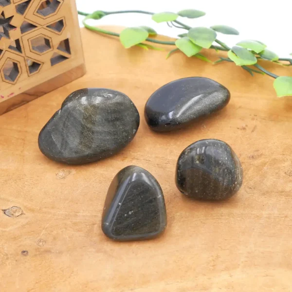 Photo Pierre roulée Obsidienne dorée en pierre naturelle