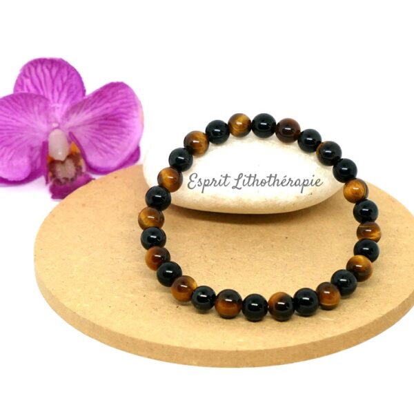 Bracelet Obsidienne Oeil de tigre Tourmaline, triple protection.