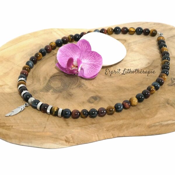 Collier Oeil de faucon oeil de tigre oeil de taureau