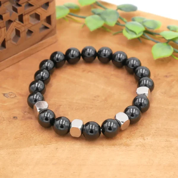 Bracelet homme en spinelle avec perles séparatrices en acier inoxydable