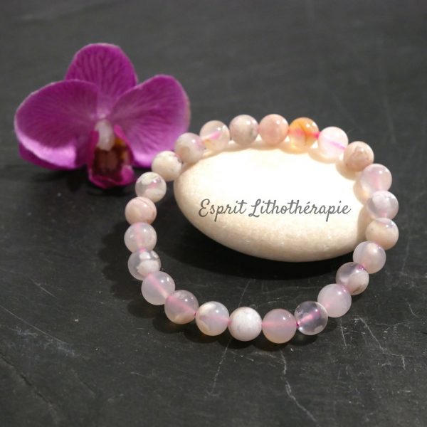 bracelet Agate fleur de cerisier