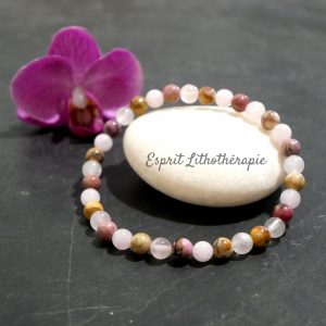 Bracelet jaspe venus, quartz rose, rhodonite, morganite