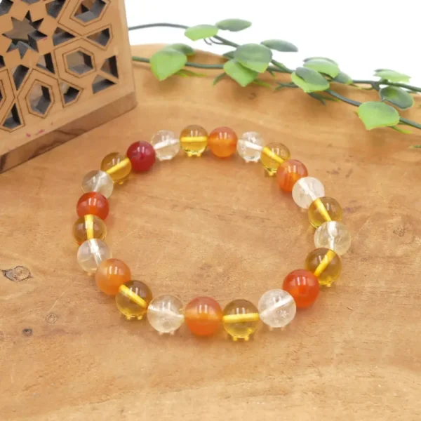 Photo Bracelet Ambre Citrine Cornaline en pierre naturelle, bijou fait main