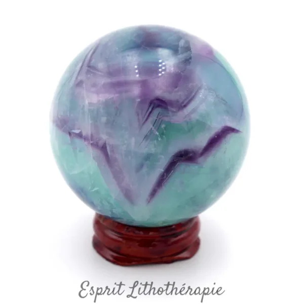 Sphère en fluorite arc en ciel naturelle de qualité extra AAA