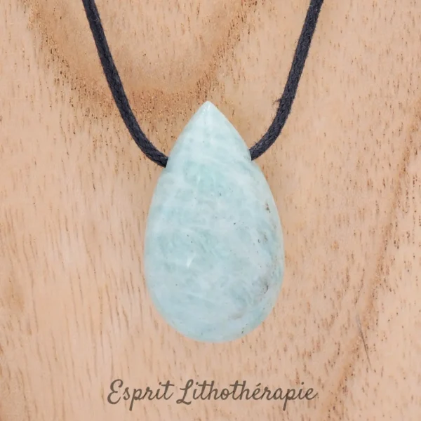 Pendentif en pierre naturelle d’amazonite de qualité, livré avec cordon, plusieurs tailles disponibles