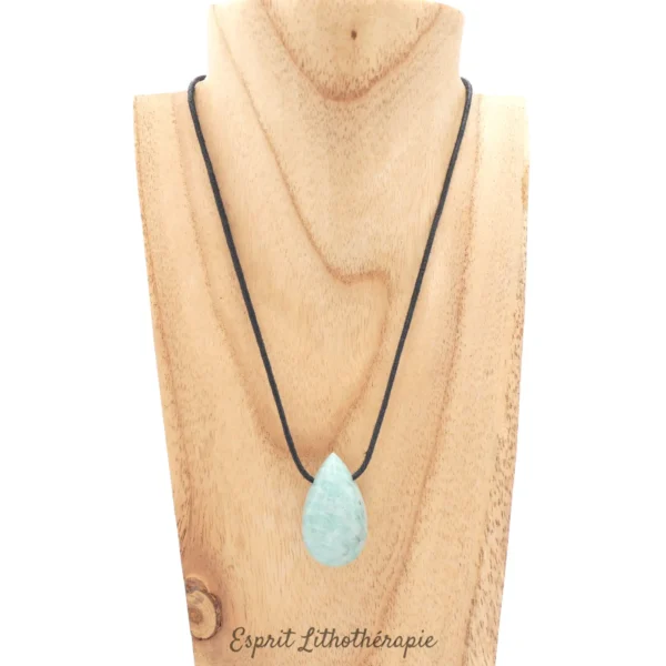 Pendentif en pierre naturelle d’amazonite de qualité, livré avec cordon, plusieurs tailles disponibles
