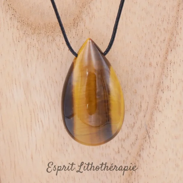 Pendentif goutte en Œil de Tigre qualité Extra AAA – pierre naturelle de protection énergétique