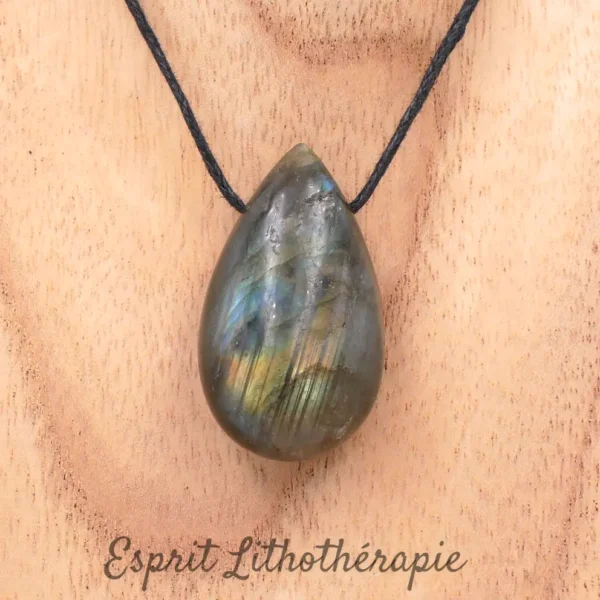Pendentif en labradorite naturelle en forme de goutte, qualité Extra AAA