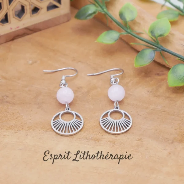 Boucles d’oreilles en Morganite naturelle – perles roses 8 mm