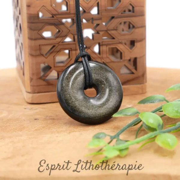 Pendentif Donut Obsidienne dorée également nommé PI hinois