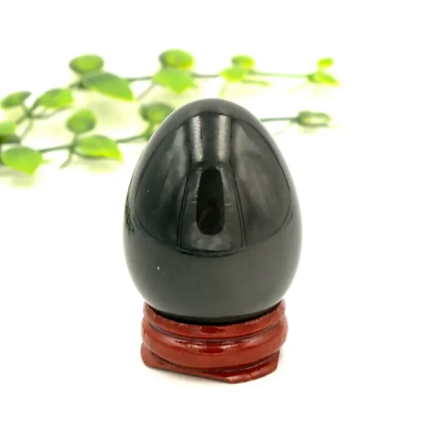 Œuf de yoni en obsidienne œil céleste naturelle du Mexique