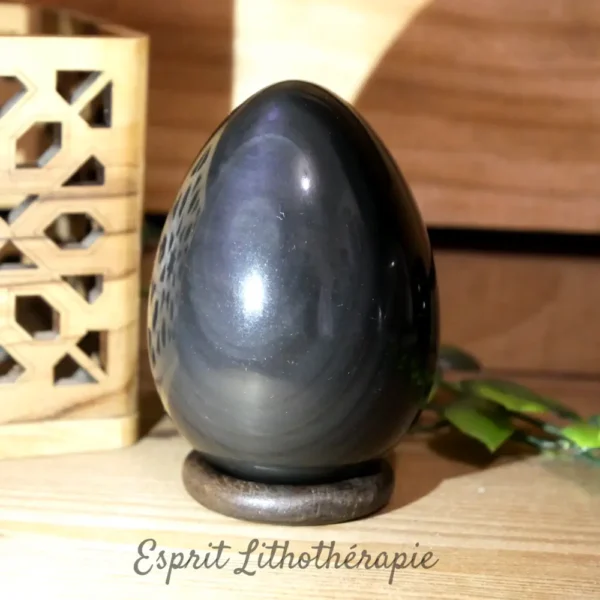 Oeuf de Yoni poli en Obsidienne Oeil Céleste