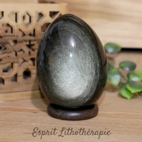 œuf en obsidienne dorée poli, pierre naturelle semi-précieuse de qualité AA pour lithothérapie et décoration