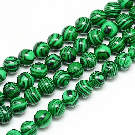 Perles de fausse malachite en résine synthétique avec des bandes noires épaisses et artificielles