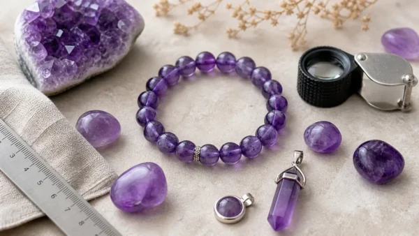 Choisir une améthyste naturelle avec bracelet, pierre roulée et druse