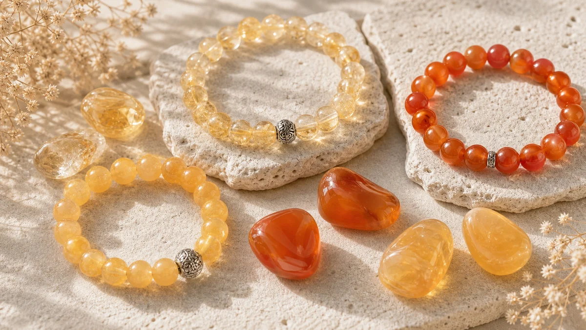 Bracelets Citrine Cornaline et Calcite jaune