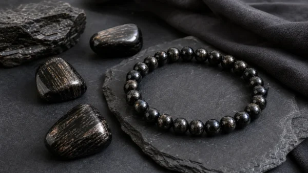 Hypersthene naturelle avec bracelet en pierres pour un article de lithotherapie