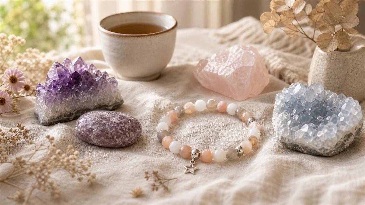 Bracelet en Pierre de lune multicolore pour la feminite, le renouveau et l apaisement