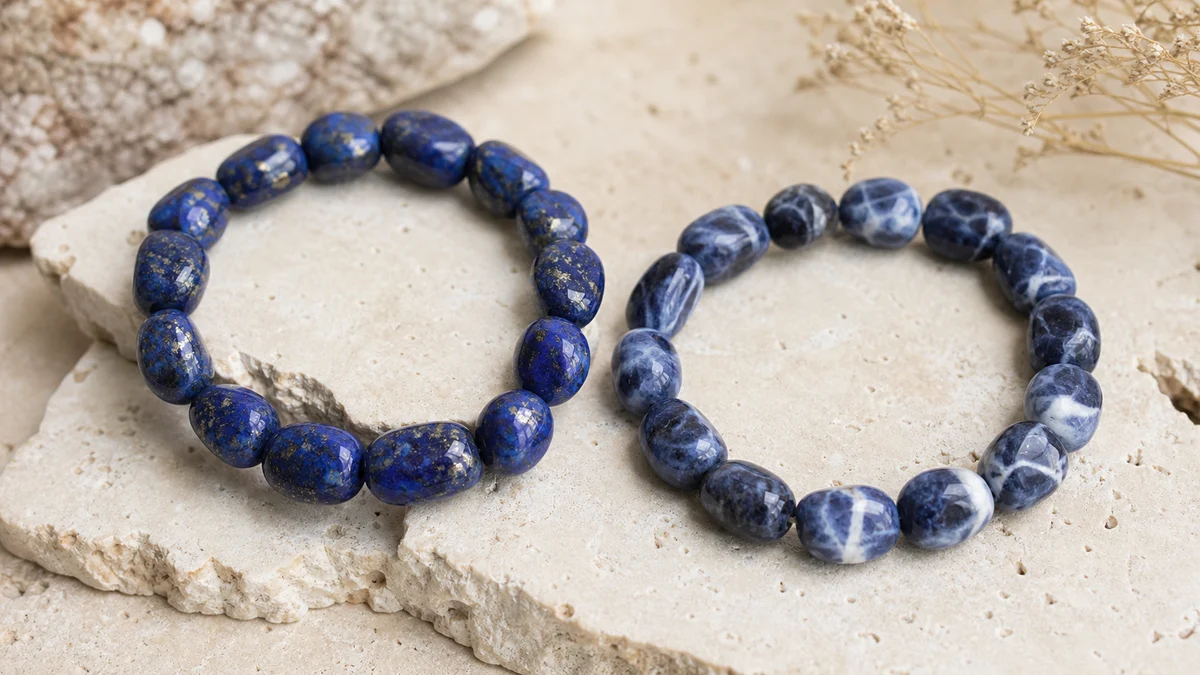 Bracelets Lapis-lazuli et Sodalite avec pierres bleues naturelles