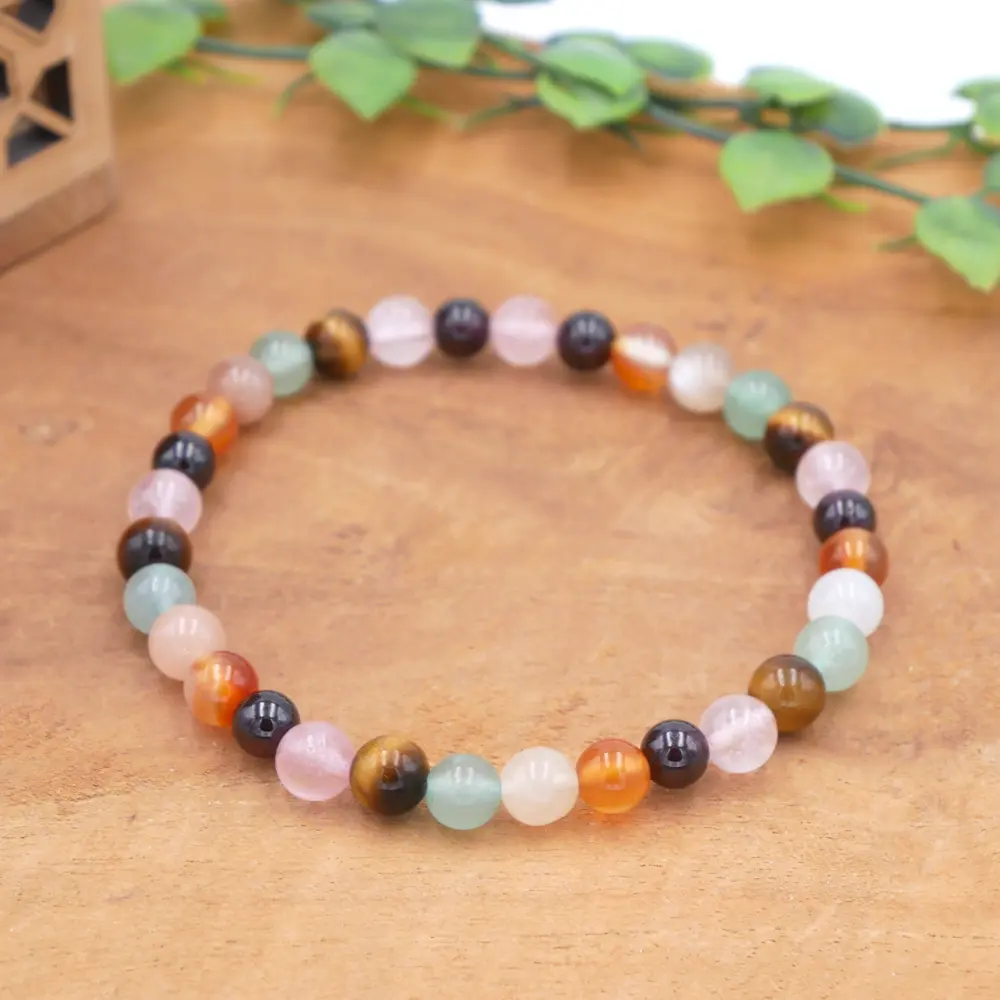 Bracelet Cornaline, Grenat, Pierre de lune et Quartz rose
