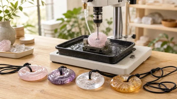 Percage sous eau dun pendentif donut lumineux en pierre naturelle